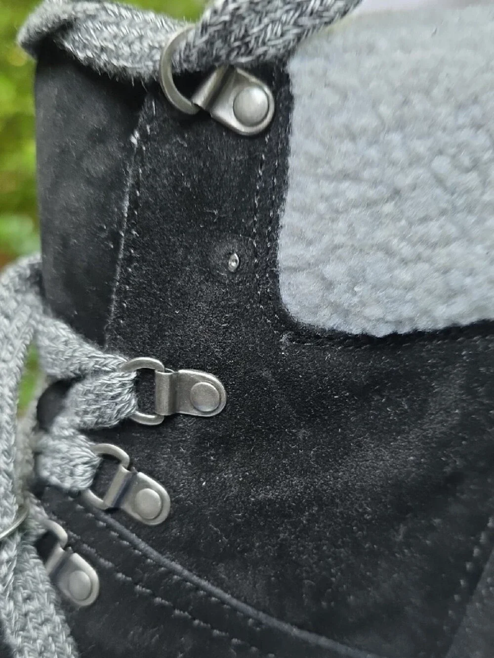 White Mountain Black Suede Lace-Up Faux-Shearling Boot - Picture 6 of 9